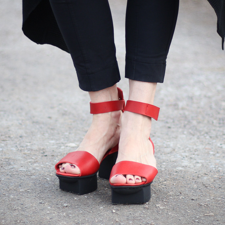 Trippen Luxury f Happy Damen Sandale rot-schwarz