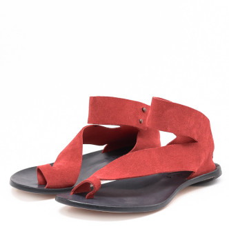 CYDWOQ Veneer Damen Sandale rot-schwarz