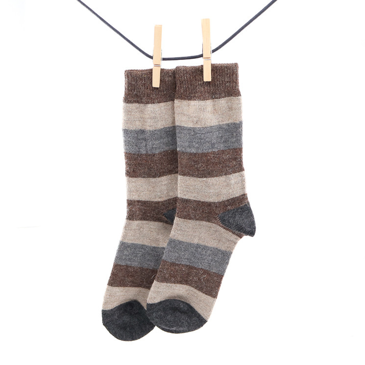 Crönert, 25661 Striped Men's Wool Socks, brown