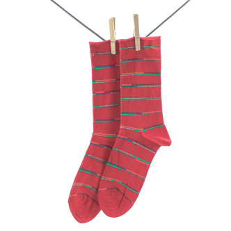 Crönert 27203 Striped Mens Long Socks red