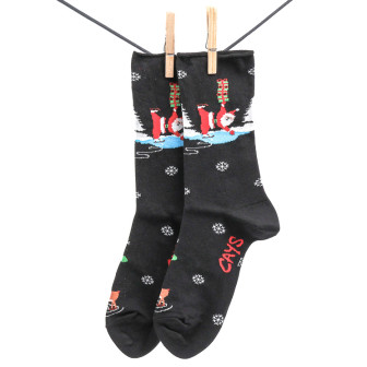 Crönert, 18446 ice skates Santa  Women's Long Socks, black